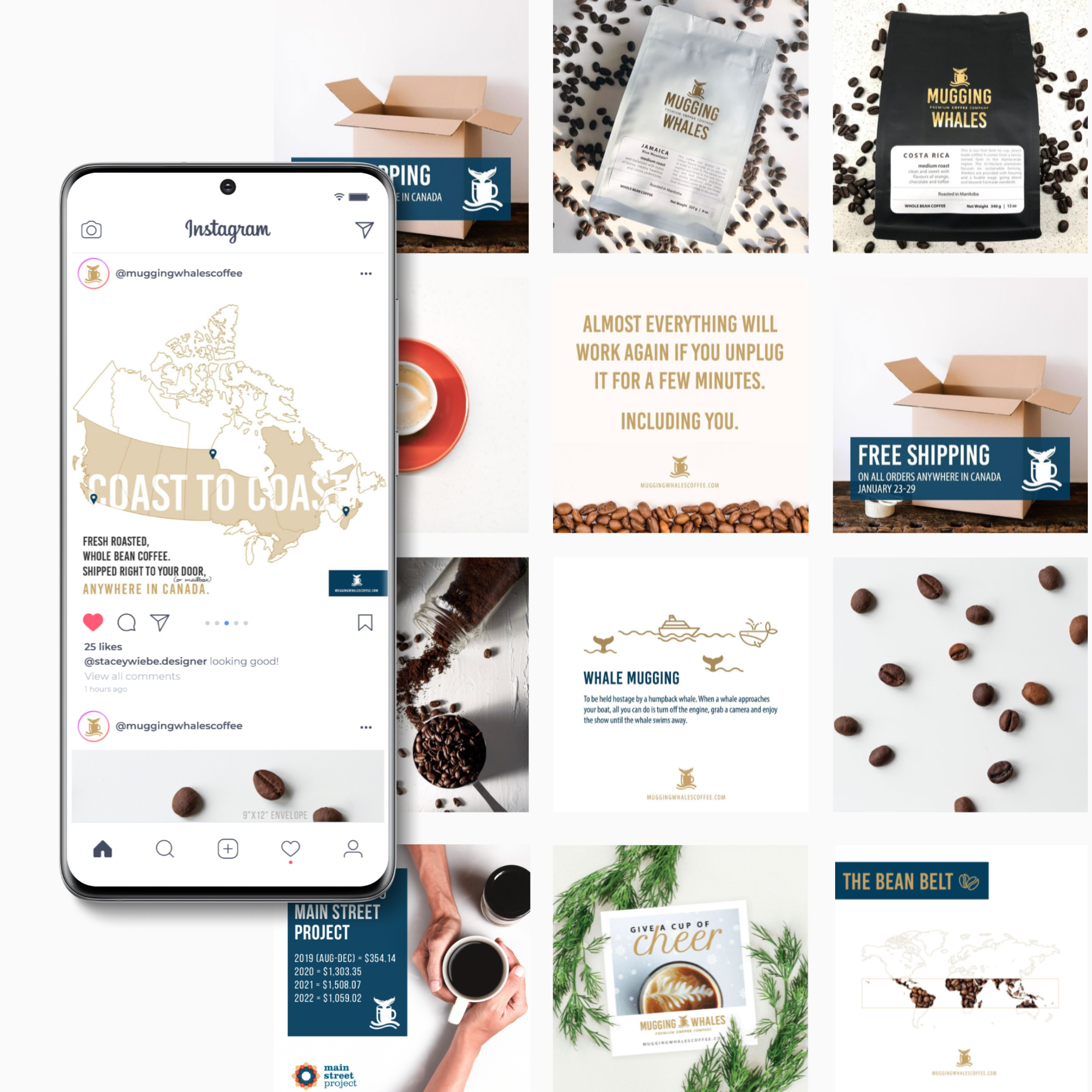 Mugging Whales Coffee curated social media feed